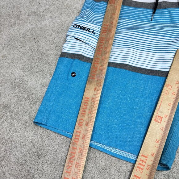 O’Neill Board Shorts Men’s Blue Gray White Drawstring Pockets Size 32 - Picture 4 of 12